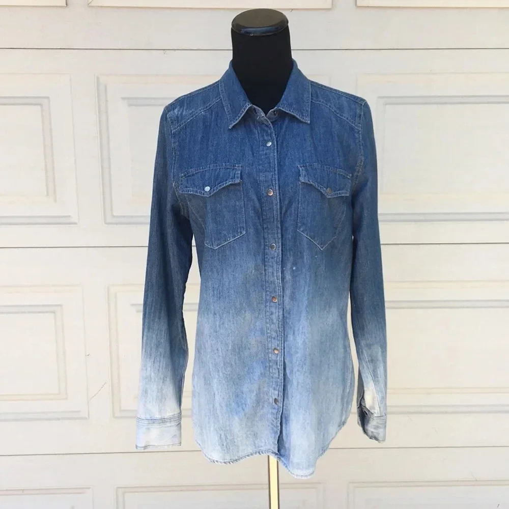 Jones New‎ York Jeans Denim Long Sleeve Shirt